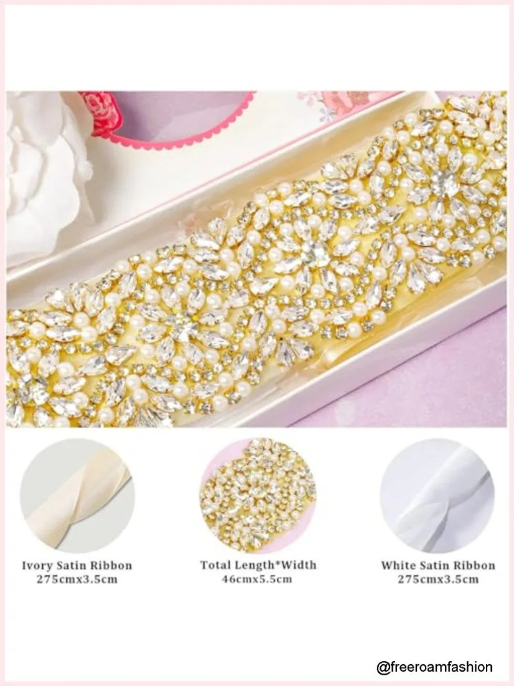 Rhinestone Wedding Applique Belt Sash Crystal Bridal Dress Trim